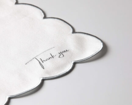 White Napkin With Silver Embroidery
