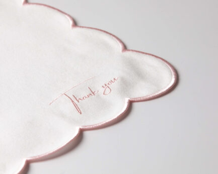 White Napkin With Pink Embroidery